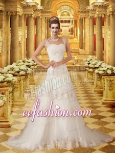 Pretty Princess Straps Wedding Dress with Court Train