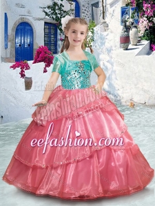 Pretty Spaghetti Straps Cute Flower Girl Dresses with Ruffles and Beading