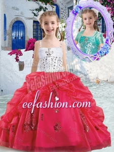 Pretty Spaghetti Straps Little Girl Pageant Dresses with Beading and Bubles