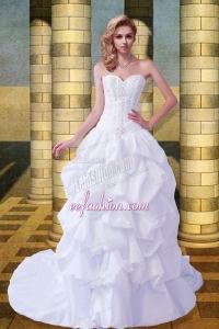 Princess Sweetheart Wedding Dresses with Court Train