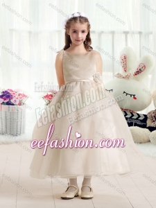 Simple Ball Gown Flower Cute Girl Dresses with Hand Made Flowers