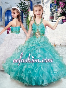 Top Selling Halter Top Mini QuinceaneraDresses with Beading and Ruffles