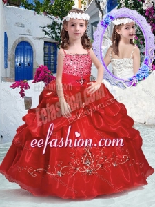 Top Selling Spaghetti Straps Little Girl Pageant Dresses with Beading and Bubles
