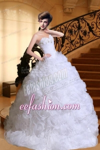 Luxurious Sweetheart Beading Wedding Dresses with Sweep Train