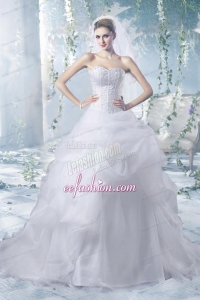 Perfect Puffy Court Train Wedding Dresses with Beading