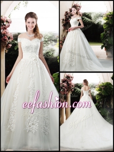 2016 Beautiful A Line Off the Shoulder Wedding Dresses with Appliques