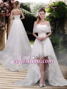 2016 Classical High Low A Line Wedding Dresses with Appliques