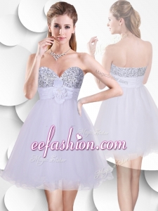 2016 Beautiful Short Prom Dress with Sequins and Hand Made Flowers