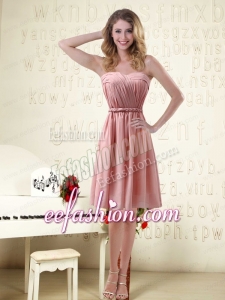 Sassy Sweetheart Ruched Bridesmaid Dresses in Chiffon with Waistband