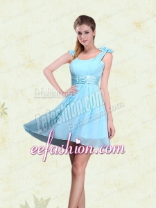 A Line Straps Bridesmaid Dresses with Ruching and Bowknot