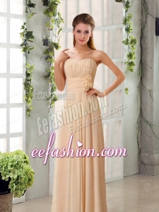 Champagne Ruching Chiffon Bridesmaid Dresses with Sweetheart