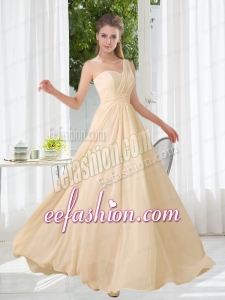 Empire One Shoulder Lace Up Bridesmaid Dress with Ruching