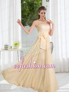 Strapless Empire Bowknot Lace Bridesmaid Dress for 2015
