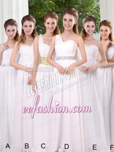 White Ruching Empire Bridesmaid Dresses for 2015