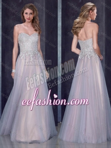 2016 Custom Made Empire Applique Silver Bridesmaid Dress in Tulle