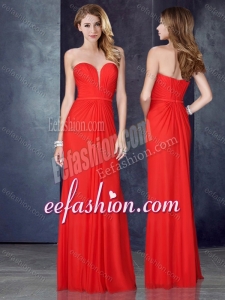 2016 Empire Sweetheart Red Bridesmaid Dress with Ruching and Belt