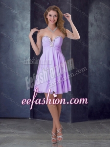 2016 Popular Empire Lilac Short Cheap Prom Dress with Beading