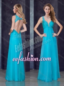 2016 Simple Empire Straps Beaded and Applique Bridesmaid Dress in Teal