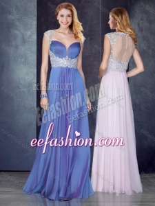 2016 Empire Applique Lavender Formal Prom Dress with See Through Back