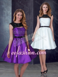 2016 Formal A Line Taffeta Prom Dress with Appliques and Belt