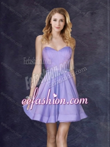 2016 Formal Lavender Short Prom Dress with Belt