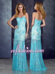 2016 Short Inside Long Outside Beaded Baby Blue Stylish Prom Dress with in Lace