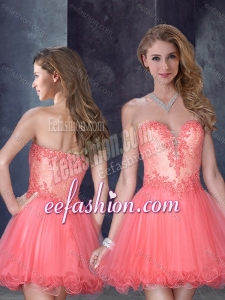 2016 Stylish Watermelon Red Prom Dress with Beading and Appliques