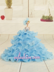 2015 Aqua Blue Bowknot Barbie Doll Dress