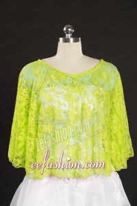 2015 Beading Lace Yellow Green Hot Sale Wraps