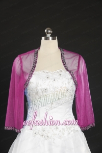 2015 Long Sleeves Hot Pink Wraps with Beading