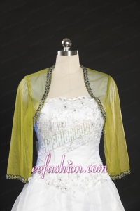 2015 Yellow Long Sleeves Wraps with Beading