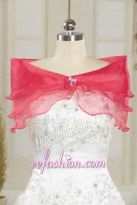 Beautiful Organza Coral Red Shawls with Beading