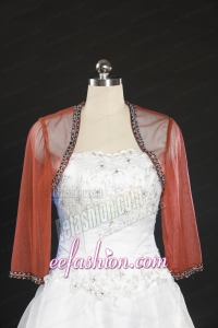 Cheap Red Long Sleeves Beading Wraps in 2015