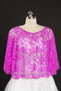 Hot Pink Beading Lace Hot Sale Wraps for 2015
