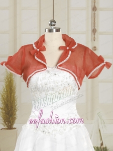 Open Front Organza Red Wedding Party Shawls with Beading