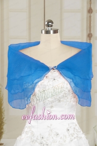 2015 Sweet Beading Open Front Shawls in Blue