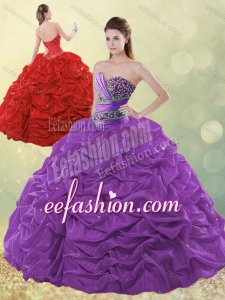 Amazing Beaded and Bubble Purple Quinceanera Dress in Taffeta