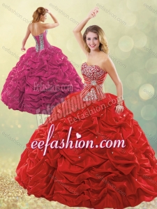 Amazing Puffy Skirt Bubble Red Quinceanera Dress in Taffeta