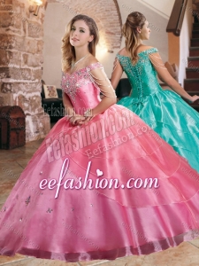 Exquisite Gorgeous Beaded Decorated Sleeves Quinceanera Dress with Off the Shoulder