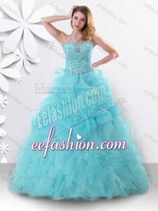 Exquisite Princess Light Blue Sweet 16 Dress with Beading and Bubbles