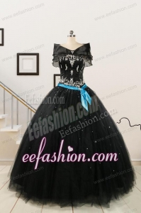 Cheap Black Quinceanera Dresses with Appliques 223.63
