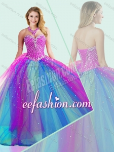 Fashionable Big Puffy Beaded Quinceanera Dress in Multi Color
