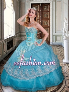 Fashionable New Arrivals Ball Gown Baby Blue Sweet 16 Dress with Appliques and Beading