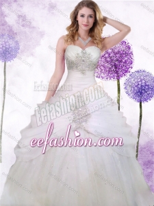 Fashionable Tulle White Princess Quinceanera Dress with Beading and Ruching