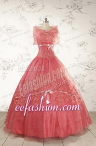 Watermelon Cheap Appliques Quinceanera Dresses for 2015