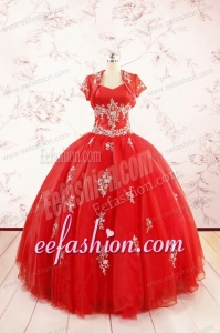 2015 Ball Gown Sweetheart Appliques Quinceanera Dresses with