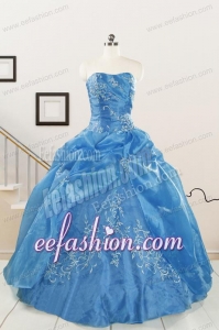 Classical Baby Blue Quinceanera Dresses with Embroidery for 2015