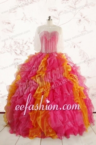 Inexpensive Beading Quinceanera Dresses in Multi color