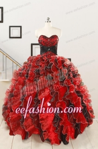 Unique Beaded Sweetheart Organza Quinceanera Dress in Multi-color