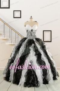 Exclusive Black and White Quinceanera Dresses with Zebra and Ruffles